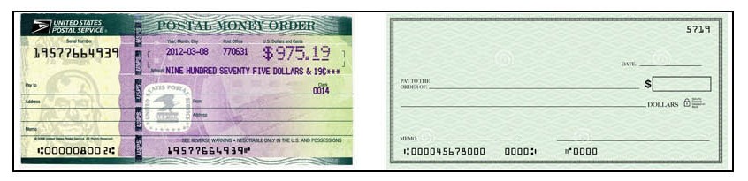 Money Order and Checks
